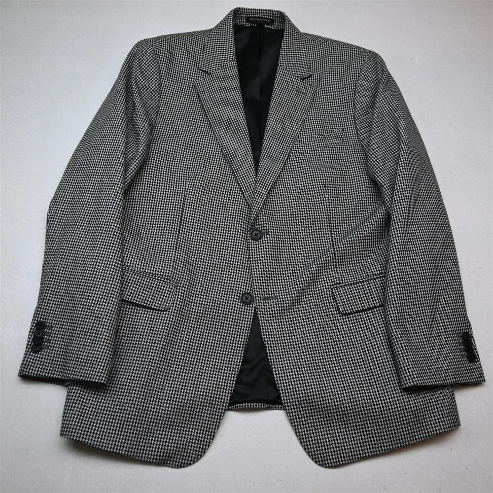 Banana Republic 44R 34x32 Houndstooth Wool Flannel Tailored Jacket Pants Suit